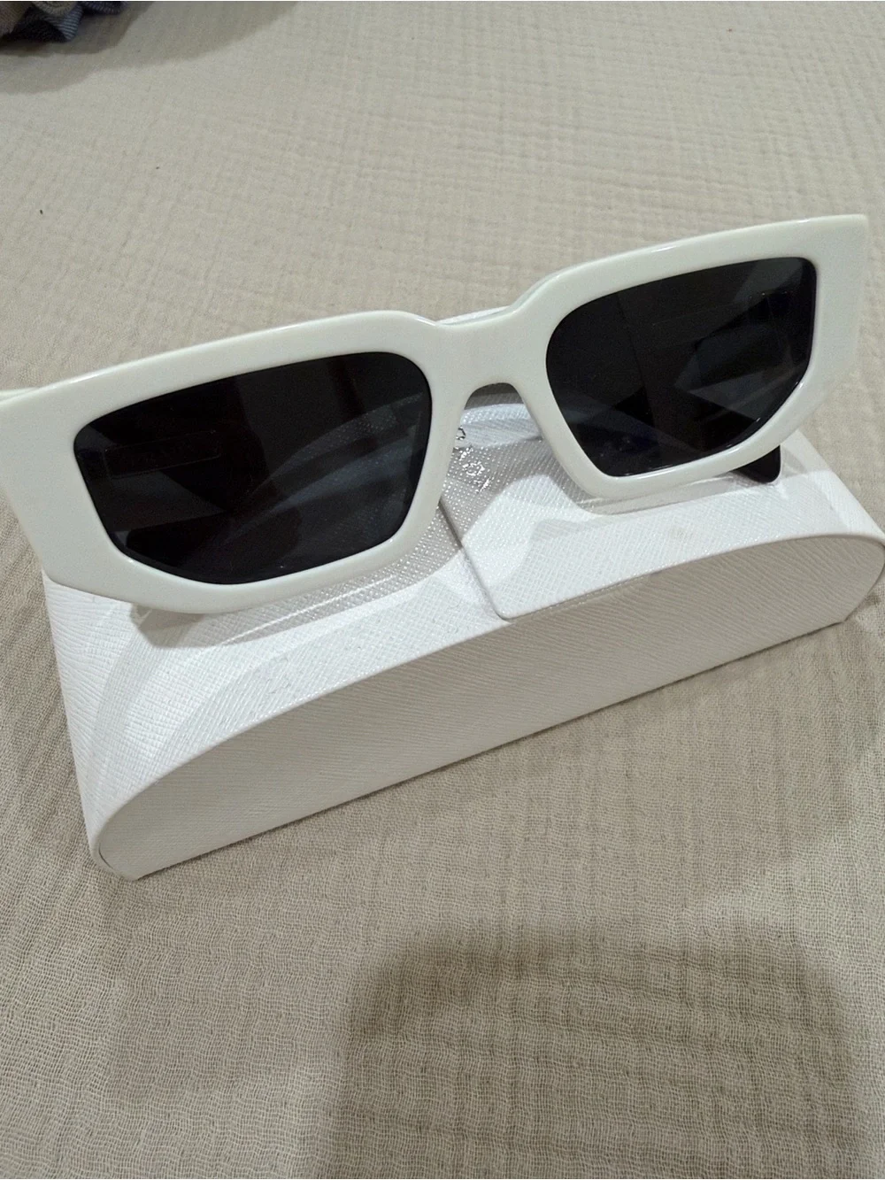 Prada White Frame Black Lens Sunglasses for Women